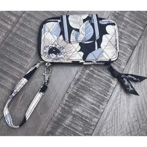VERA‎ BRADLEY All In One Wristlet Camellia Small Phone Card Cash ID Wallet Black